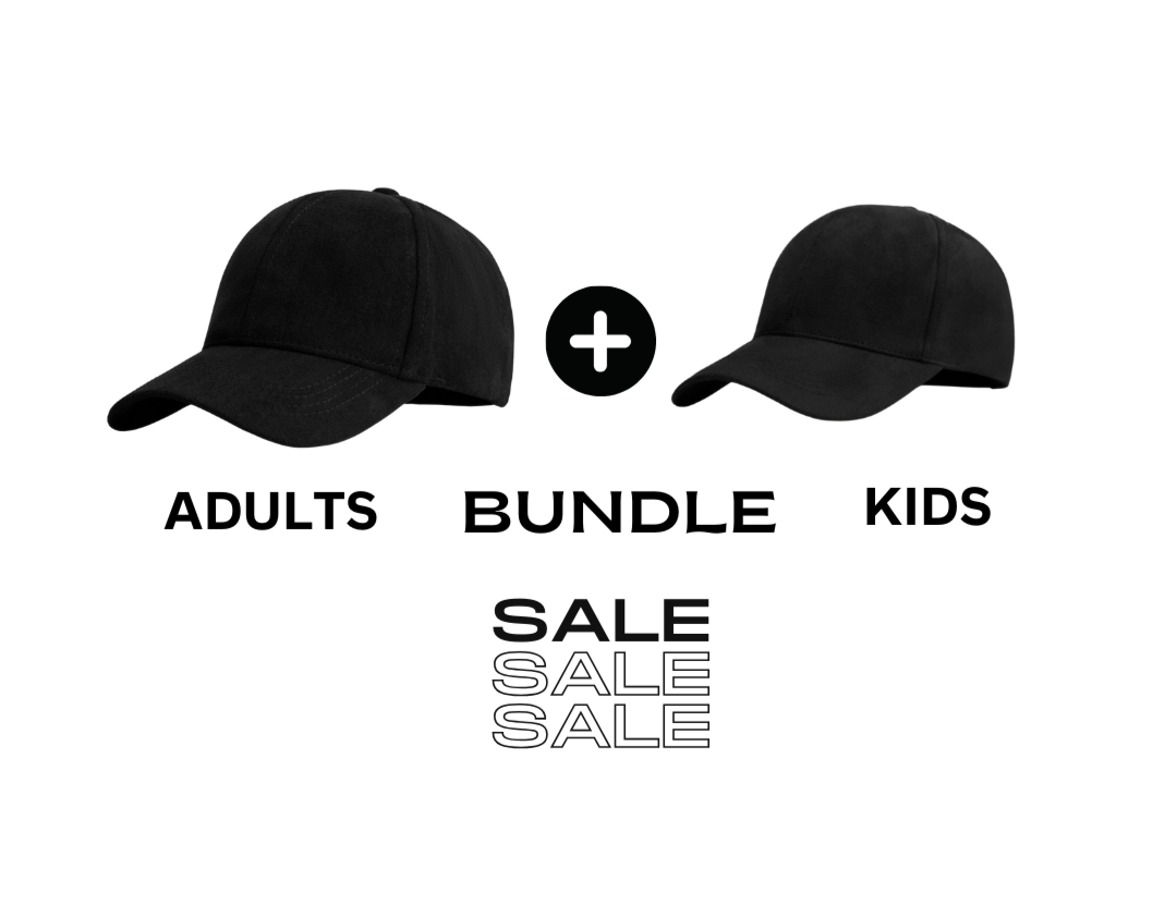 Black Suede Cap Set | Family Matching Suede Caps